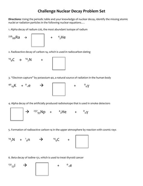 nuclear decay worksheet answers